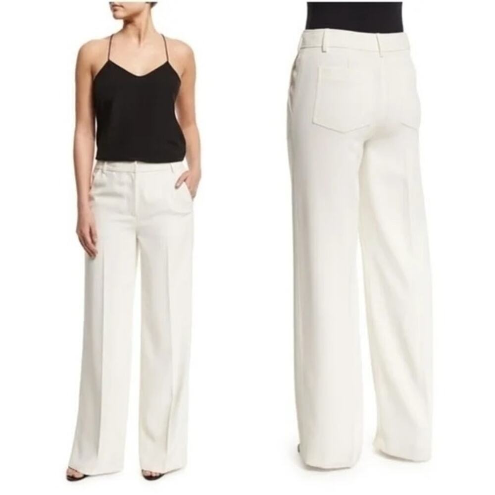 Alexander Wang Crepe Wide Leg Trouser Pant Cream Ivory Women's Size 2